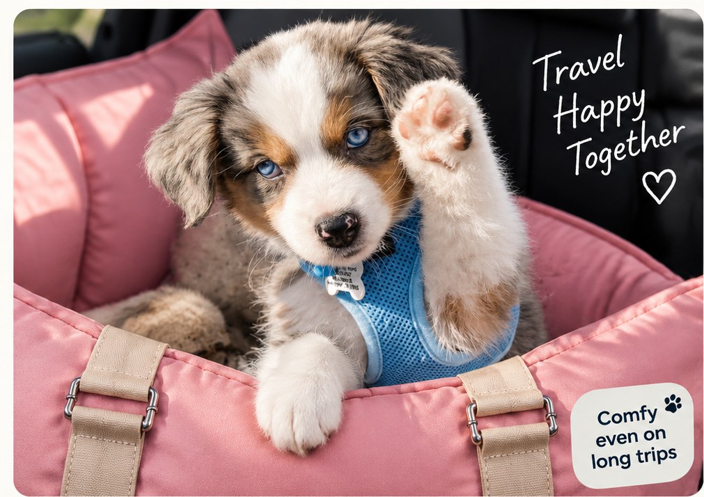 Dog relaxing in a TheDogCarSeat dog car seat
